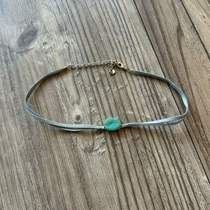 Elegant Blue Choker Necklace with Gold Accents